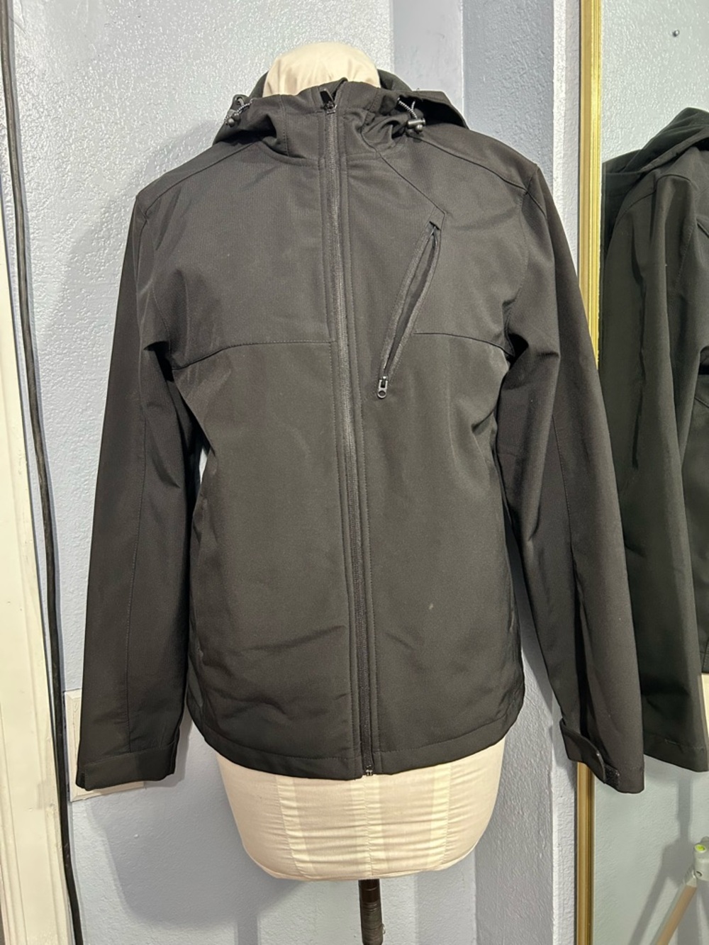 Xersion Black Hooded Jacket with Zip Chest Pocket